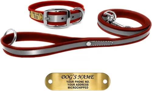 Miniatura 12 de Regal Dog Products Collar Reflectante para Perro con Placa de Nombre Grabada Personalizada Collares para Perro Personalizados de Biothane Rosa