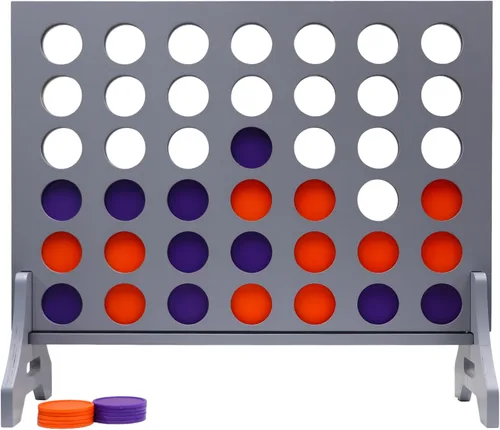 Miniatura 35 de Juego gigante 4 en una fila para familia y adultos – Tailgating Pros Jumbo de madera gris cuatro en una fila juego de patio para interiores
