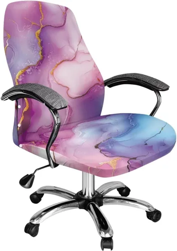 Miniatura 13 de Funda para silla de oficina de mármol morado, lavable, funda para silla de escritorio, fundas para silla de computadora para silla giratoria, silla