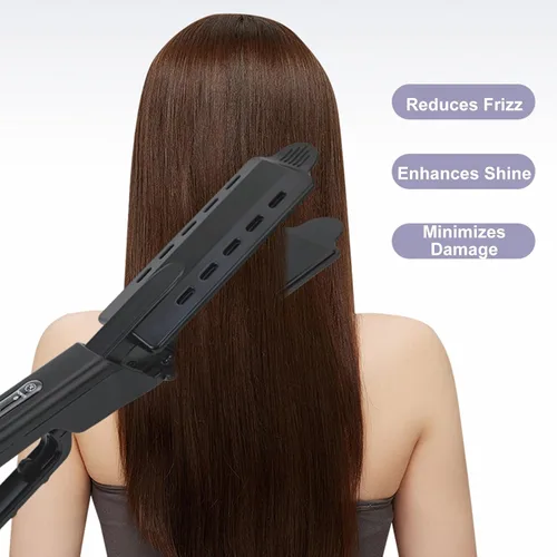 Miniatura 6 de ZJchao Plancha plana extra ancha para alisar y rizar el cabello, herramienta de peinado de calentamiento rápido con 4 ajustes de temperatura