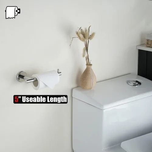 Miniatura 7 de JQK BAS165-CH - Juego de accesorios de baño cromados, 5 piezas, soporte de pared cromado pulido, incluye toallero de 24 pulgadas, anillo de toalla