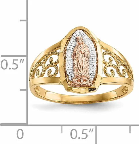 Miniatura 5 de ICE CARATS Anillo de oro blanco de dos tonos de 14k para mujer, joyería fina religiosa para ella, regalos para ella, Oro