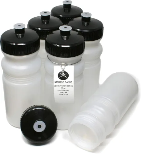 Miniatura 11 de Rolling Sands Botellas de Agua Deportivas de 20 Onzas Fabricadas en Estados Unidos - Paquete de 6 Botellas Deportivas en Blanco sin BPA para Equipos