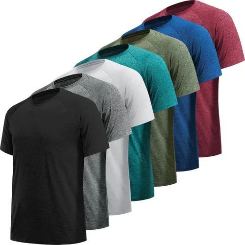 Miniatura 7 de MLYENX Paquete de 7 camisetas de entrenamiento para hombre, secado rápido, absorben la humedad, camisetas atléticas para hombre