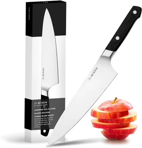 Miniatura 11 de Misen - Cuchillo utilitario de 5.5 pulgadas – Acero inoxidable AUS-10 japonés de alto carbono – Hoja híbrida alemana y japonesa – Cuchillo de cocina