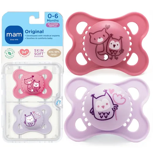 Miniatura 13 de MAM Chupetes de bebé mate originales, Binky para niños de 0 a 6 meses, pezón de silicona sin BPA, fácil de limpiar, lo mejor para bebés recién