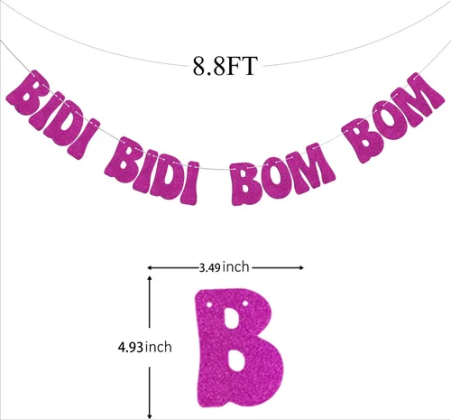 Miniatura 2 de Bidi Bidi Bom Bom Banner para despedida de soltera Baile latino mexicano Beat Latina Dance Music Beat Decoración Rosa Fuerte Glitter