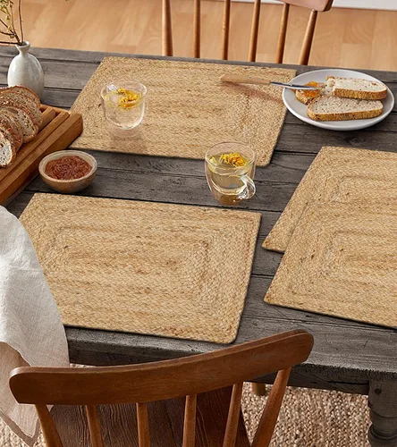 Miniatura 7 de Ramanta Home Juego de 4 manteles individuales trenzados de yute de 13 x 19 pulgadas, naturales, reversibles, para decoración de mesa de comedor