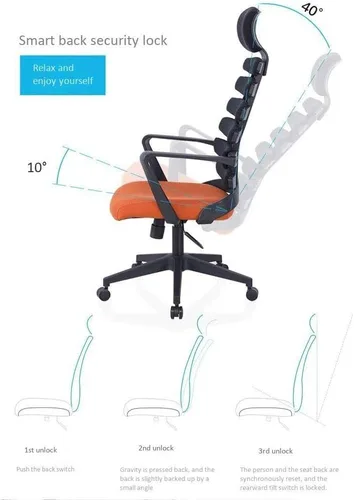 Miniatura 2 de Reclining Office Desk Chair Adjustable High Back Ergonomic Computer Mesh Recliner Home Office Chairs with Footrest and Lumbar Support(A)