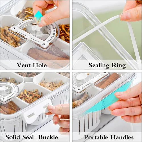 Miniatura 5 de Bandeja Dividida para Servir Alimentos con Tapas Caja Apilable de Snacks para Dulces Nueces Especias Contenedor de Frutas y Verduras con 6 Divisores