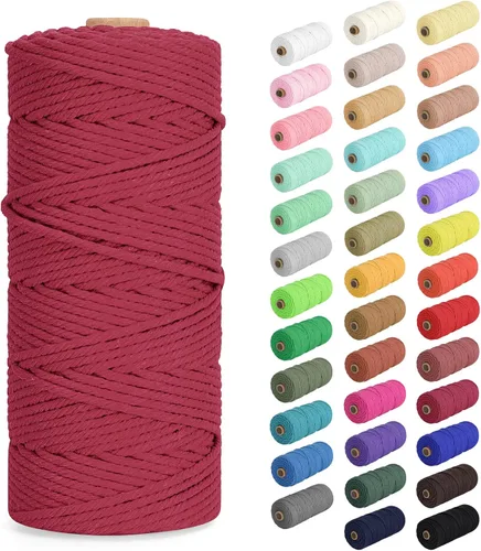 Miniatura 62 de Cordón de macramé de 0.079 in x 380 yardas (1140 pies), cuerda de algodón natural para colgar en la pared, ganchos de plantas, manualidades, Beige
