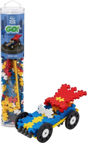 PLUS PLUS - Tubo de coches de color - Hero - 200 piezas, tallo de construcción de construcción/juguete de vapor, mini bloques de rompecabezas Héroe