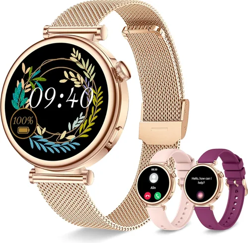 Miniatura 10 de Reloj inteligente para mujer con llamada Bluetooth, reloj de fitness de 1.27 pulgadas, contador de pasos, monitor de sueño de frecuencia cardíaca