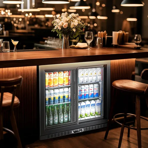 Miniatura 9 de Enfriador de barra trasera con 2 puertas de vidrio, refrigerador comercial de bebidas bajo mostrador, 7.4 pies cúbicos, ETL, refrigeradores
