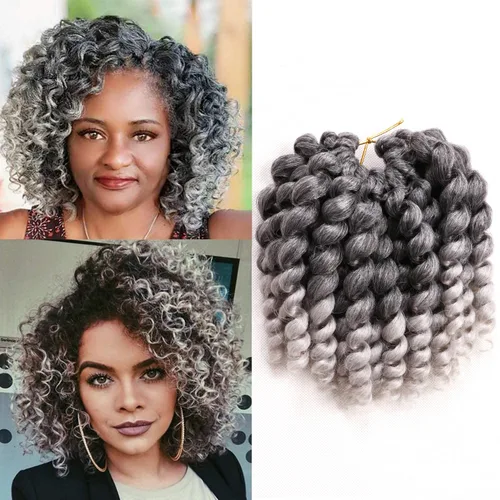 Miniatura 37 de Cabello de ganchillo Jamaicano Bounce, paquete de 4 paquetes de 6 pulgadas, varita de pelo rizado de ganchillo para mujeres negras