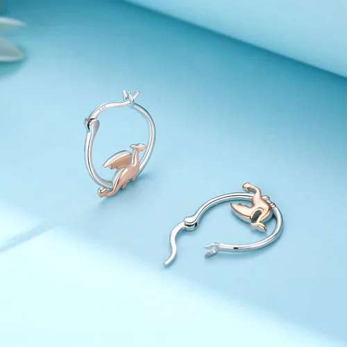Miniatura 3 de Hypoallergenic DragonCatBunny Mushroom Earrings for Women 925 Sterling Silver Animal Huggie Hoop Earrings Jewelry Gifts for Sensitive Ears
