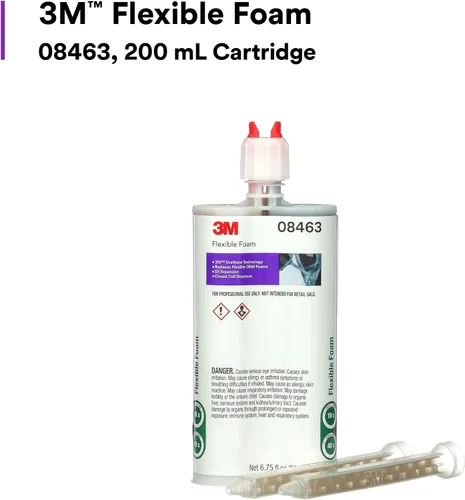 Miniatura 2 de 3M Espuma Flexible 08463, Uretano, Resistencia a la Humedad, Rápida, Amortiguación de Sonido, Cartucho de 200 mL, Fábrica