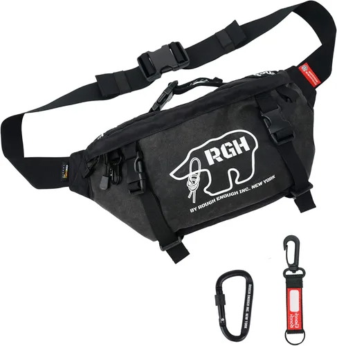 Rough Enough - Riñonera táctica para hombres, lona encerada, cremallera YKK, hebillas UTX, capacidad de 4 litros, mosquetón y correa ajustable, para