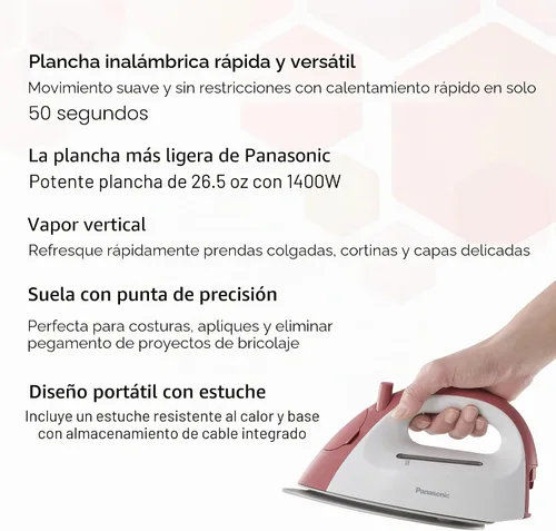 Miniatura 2 de Plancha de vapor inalámbrica Panasonic, Compacta, Ligera, con estación de carga NI-QL300R