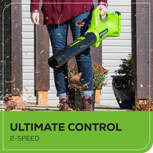 Miniatura 5 de Greenworks - Soplador de hojas axial inalámbrico de 40 V (100 m/hr, 350 CFM), incluye batería de 2.0 Ah y cargador