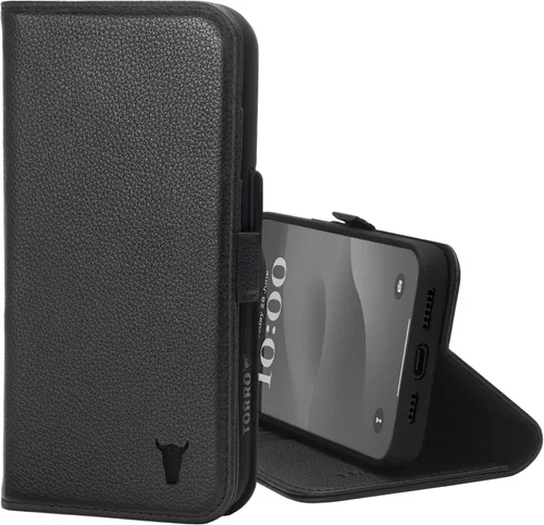 TORRO Funda de cuero prémium compatible con iPhone 15 Pro Max de 6.7 pulgadas, funda de piel auténtica tipo cartera con función atril y ranuras para