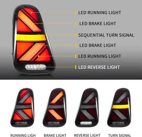Miniatura 2 de VLAND - Luces traseras LED compatibles con BMW Mini Cooper R50 R52 R53 2001-2006 y Mini Cooper Hatchback/Convertible de 1ª generación con señal