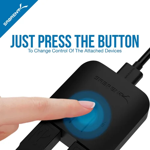 Miniatura 8 de SABRENT Interruptor de uso compartido USB 2.0 para múltiples computadoras y periféricos Indicadores de dispositivo LED (USB-SW20) Negro