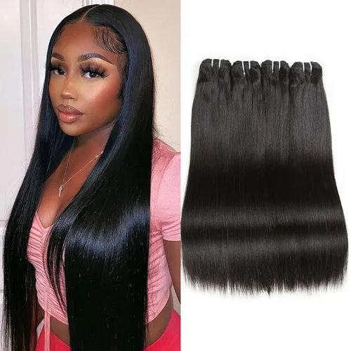 Miniatura 15 de Liang Dian Paquetes de cabello humano corto de 8 pulgadas color natural 4 paquetes 12A cabello virgen brasileño 100% cabello humano liso sin