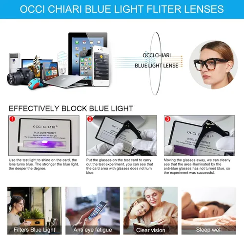 Miniatura 4 de OCCI CHIARI Lentes de lectura bifocales de gran tamaño para mujer, bloqueo de luz azul, elegantes lectores 1.0 1.5 2.0 2.5 3.0 3.5 Demi