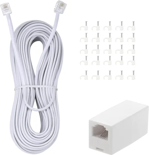 Miniatura 9 de Paquete de 3 cables RJ11 para teléfono fijo - Cable de teléfono de 6 pies - Macho a Macho para teléfono fijo y fax - Negro