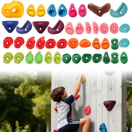 Miniatura 16 de 32 piezas de pared de escalada en roca para niños, soportes de escalada de pared de roca, kits de agarre de pared para escalada de adultos con 32