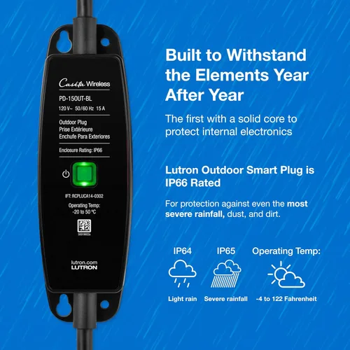Miniatura 7 de Lutron Enchufe inteligente para exteriores para iluminación inteligente Caseta, para verano, patio, patio trasero y luces exteriores, y motores