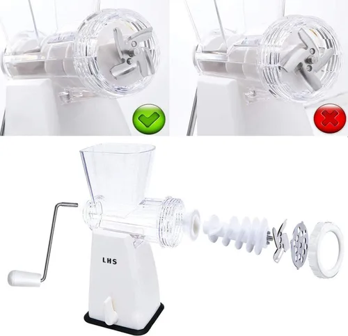 Miniatura 3 de LHS Picadora de carne manual con cuchillas de acero inoxidable, base de succión potente de alta resistencia para uso doméstico, rápida y sin Blanco