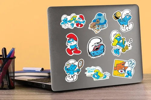Miniatura 5 de The Smurfs - Paquete variado de calcomanías de vinilo grandes de lujo de 100 unidades, calcomanías troqueladas para laptop, botella de agua, álbumes