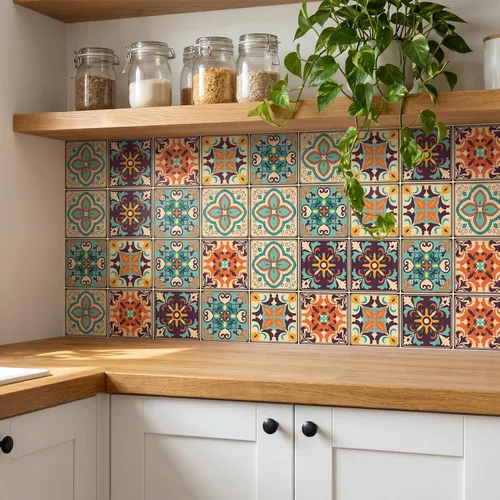 30 calcomanías autoadhesivas de pared de estilo bohemio, papel tapiz de estilo retro, impermeable, para sala de estar, cocina, dormitorio,