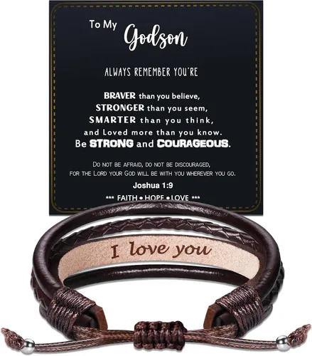 Miniatura 52 de Regalos del día del padre para papá, marido, pulsera de cuero para hombres, él, novio, hijo, ajustable, marrón, pulsera de cuero para hombre