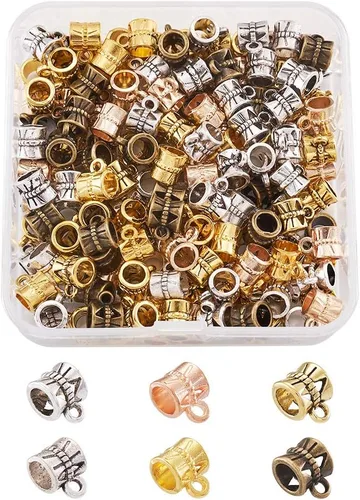 Mega Pet 180 piezas de cuentas de tubo tibetano antiguo, 6 colores, espaciador de barril, cuentas de danlge colgador, ajuste europeo, pulsera