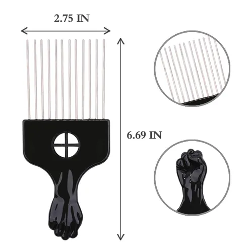 Miniatura 2 de Peine de pelo, peine de metal, peine de púa de metal, desenredar peluca trenzada, peine de peinado, negro, 1 paquete