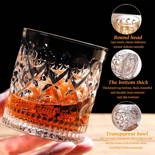 Miniatura 3 de Vaso de whisky, vaso de whisky antiguo de 10 onzas, caja de regalo para whisky escocés, bourbon y vodka, etc., perfecto para fiestas, bares