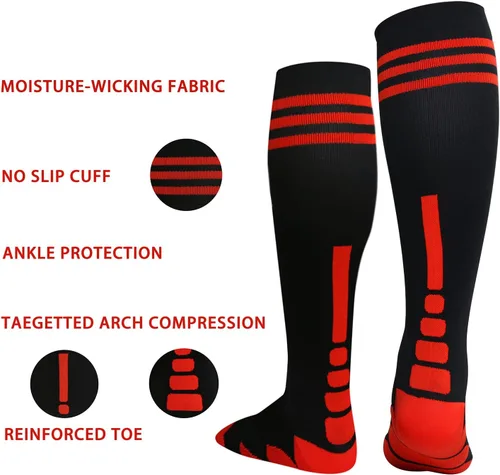 Miniatura 3 de 3 pares de calcetines de compresión de talla grande, pantorrilla ancha, para mujeres y hombres, hasta la rodilla, 20-30 mmHg, circulación