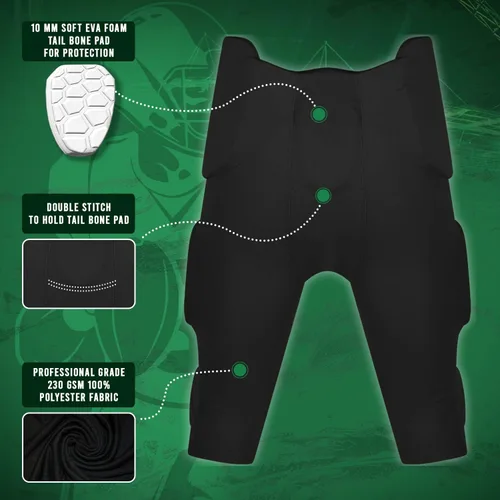 Miniatura 3 de Exxact Sports Integrated Football Pants Youth Boys - 7 Bubble Pro Pads Youth Football Pants with Pads, Boys Football Pants