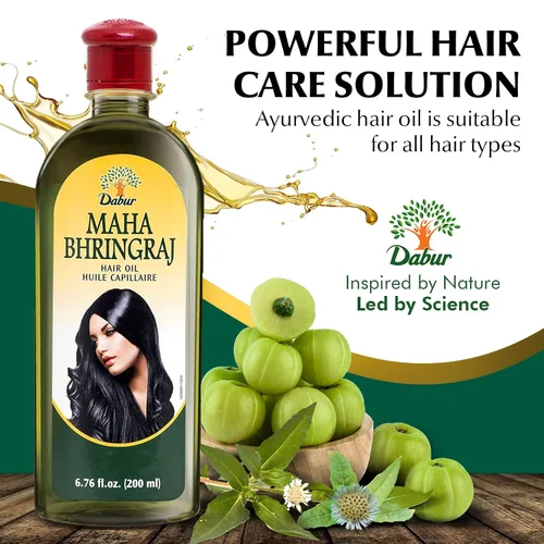 Miniatura 2 de Dabur Maha Bhringraj Aceite ayurvédico a base de hierbas para el cabello, infundido con aceite de Bhringraj para nutrición del cuero cabelludo