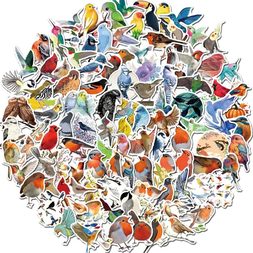 Calcomanías para botellas de agua para niños, 110 piezas de lindos animales de pájaro para regalos, calcomanías de vinilo impermeables para botellas