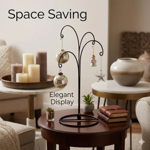 Miniatura 9 de HOHIYA Soporte de exhibición de adornos de 12 pulgadas, paquete de 2 soportes de metal de 4 brazos para decoraciones de Navidad, adornos colgantes