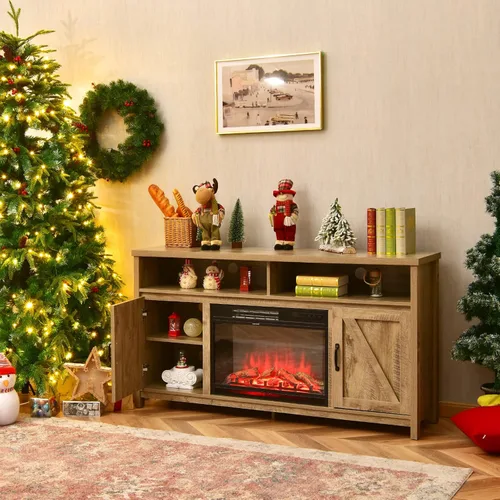 Miniatura 3 de Tangkula Soporte eléctrico para TV con chimenea, para televisores de hasta 65 pulgadas, con chimenea sintética empotrada de 25 pulgadas y 1350 W, 3