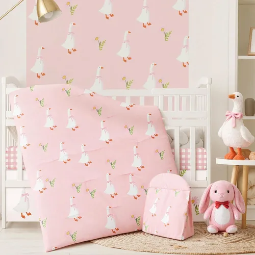 Miniatura 8 de Juego de ropa de cama de 4 piezas para cuna con animales del bosque, incluye falda de cuna de safari en la jungla, manta, sábana de cuna y apilador