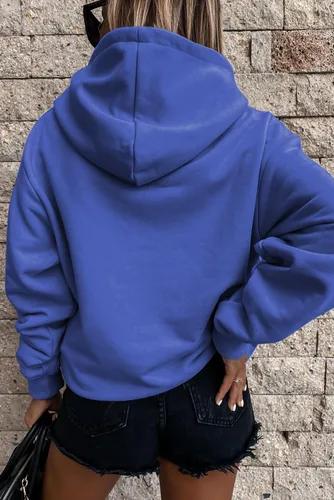 Miniatura 3 de SHEWIN - Sudadera casual con capucha de manga larga para mujer, ligera, color liso, holgada, con bolsillo