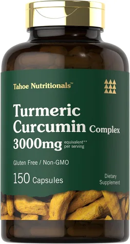 Tahoe Nutritionals Curcumina de cúrcuma | 150 cápsulas | 95% curcuminoides con pimienta negra | Suplemento sin OMG, sin gluten