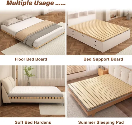 Miniatura 8 de Bunkie de madera para cama Queen King, Matrimonial, Individual, Cama Antigua – Soporte de Colchón Rollo Plegable Base de Madera para Cama