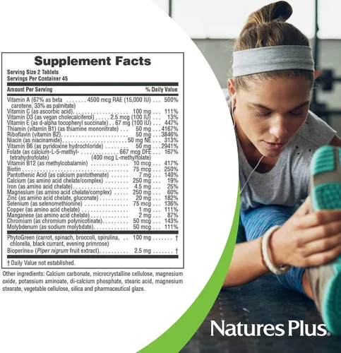 Miniatura 5 de NaturesPlus Source of Life Power Teen - 90 tabletas vegetarianas - Multivitamínico adolescente con minerales y alimentos integrales para el enfoque